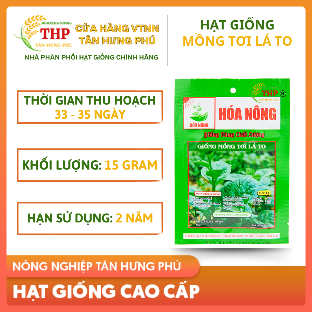 Hạt giống Mồng Tơi Lá To | Hạt Giống | gói 15gr