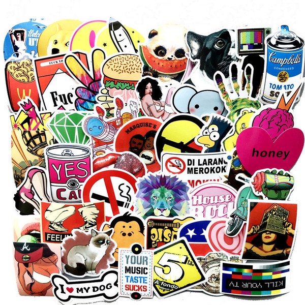 Sticker dán nón bảo hiểm, vali, xe, laptop phong cách graffiti - 50 sticker ngẫu nhiên