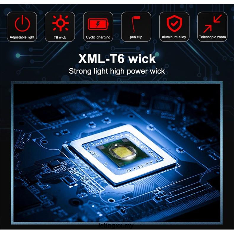 Đèn Pin Led T6 18650 Sạc Usb Tiện Dụng Cho Hoạt Động Ngoài Trời