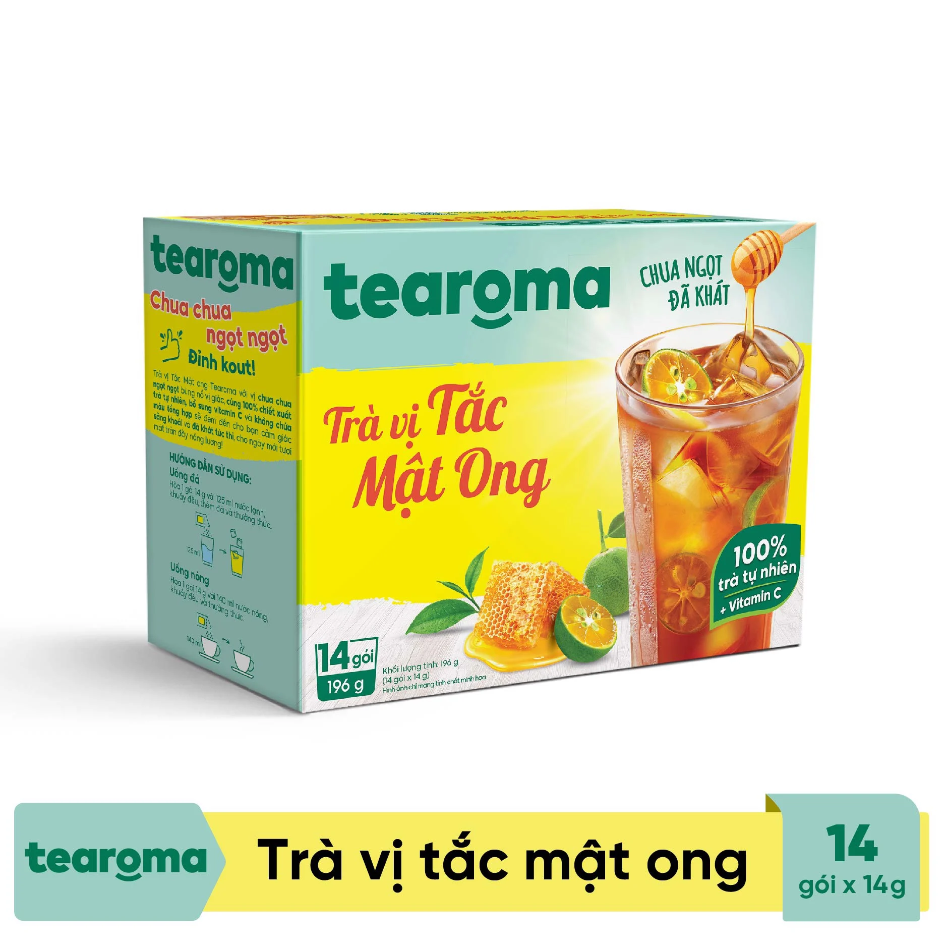 Trà Tearoma hòa tan vị Tắc mật ong hộp 196g