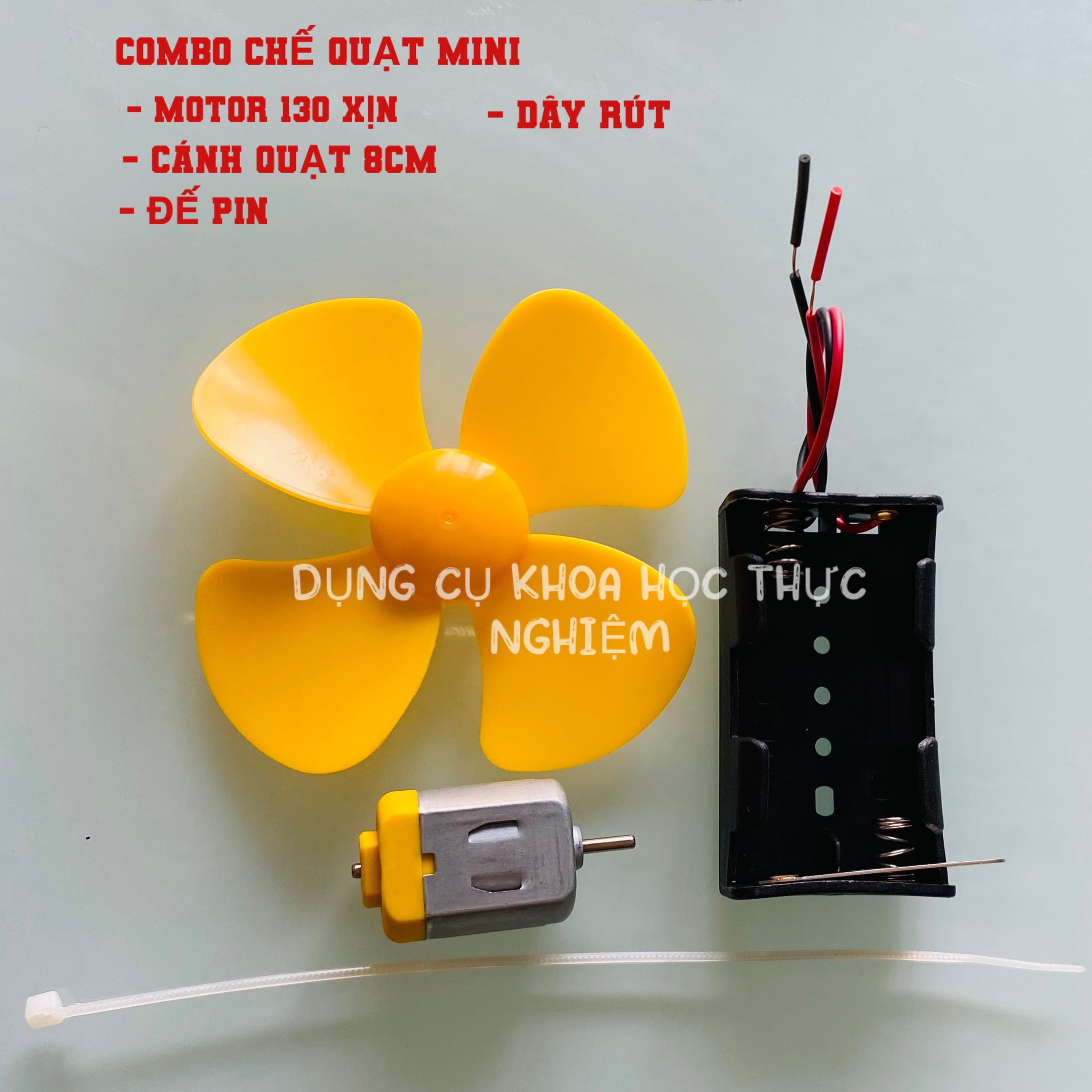 Bộ motor chế quạt mini 130 điện áp 3V -6V cánh quạt 80mm đế pin DIY- CBGD1
