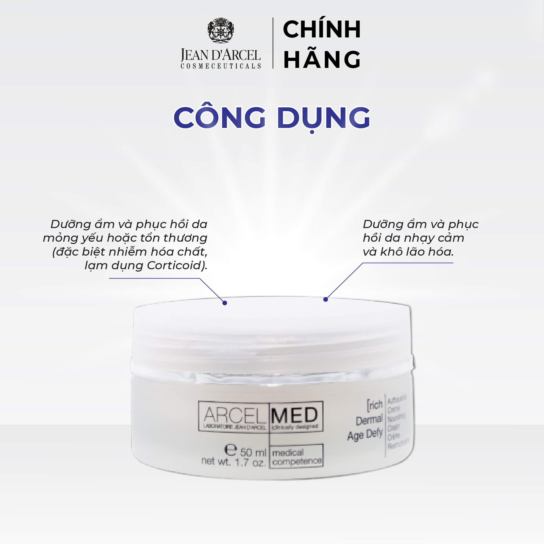 J64 Kem giúp phục hồi da yếu hoặc tổn thương Jean dArcel 50ml