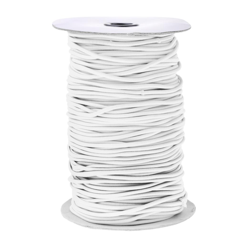 3mm Strong Elastic Round Shock Cord Rope Tie Down Boats Trailers Roof Rack 100m 50m 30m 20m 10m 5m 2m 1m 0.5m - Various Colors - White, 100m