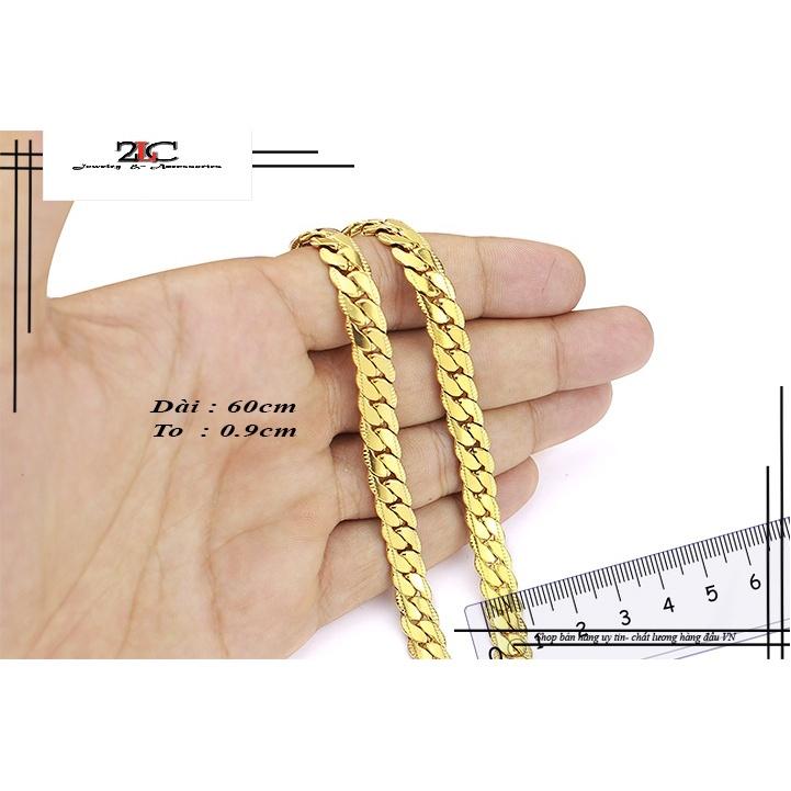 Dây Chuyền Nam Inox Kiểu Lặc 9mm Chạm Khắc 2 Bên Mạ Vàng Thép Không Gỉ- DCNQC07