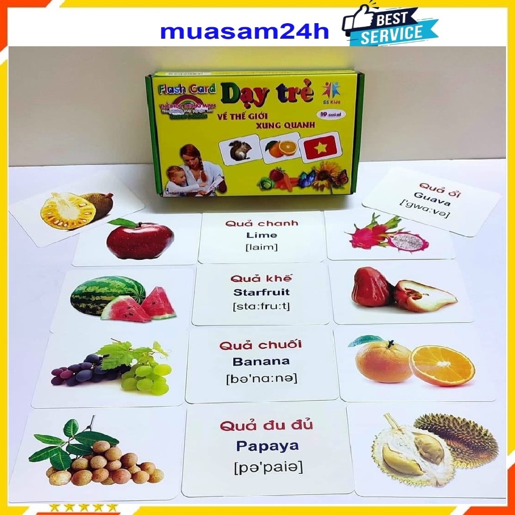 Thẻ Học Thông Minh Cho Bé, Bộ Thẻ Flashcard 19 Chủ Đề Với 256 Thẻ Khổ Lớn, Thẻ Học Song Ngữ Anh - Việt