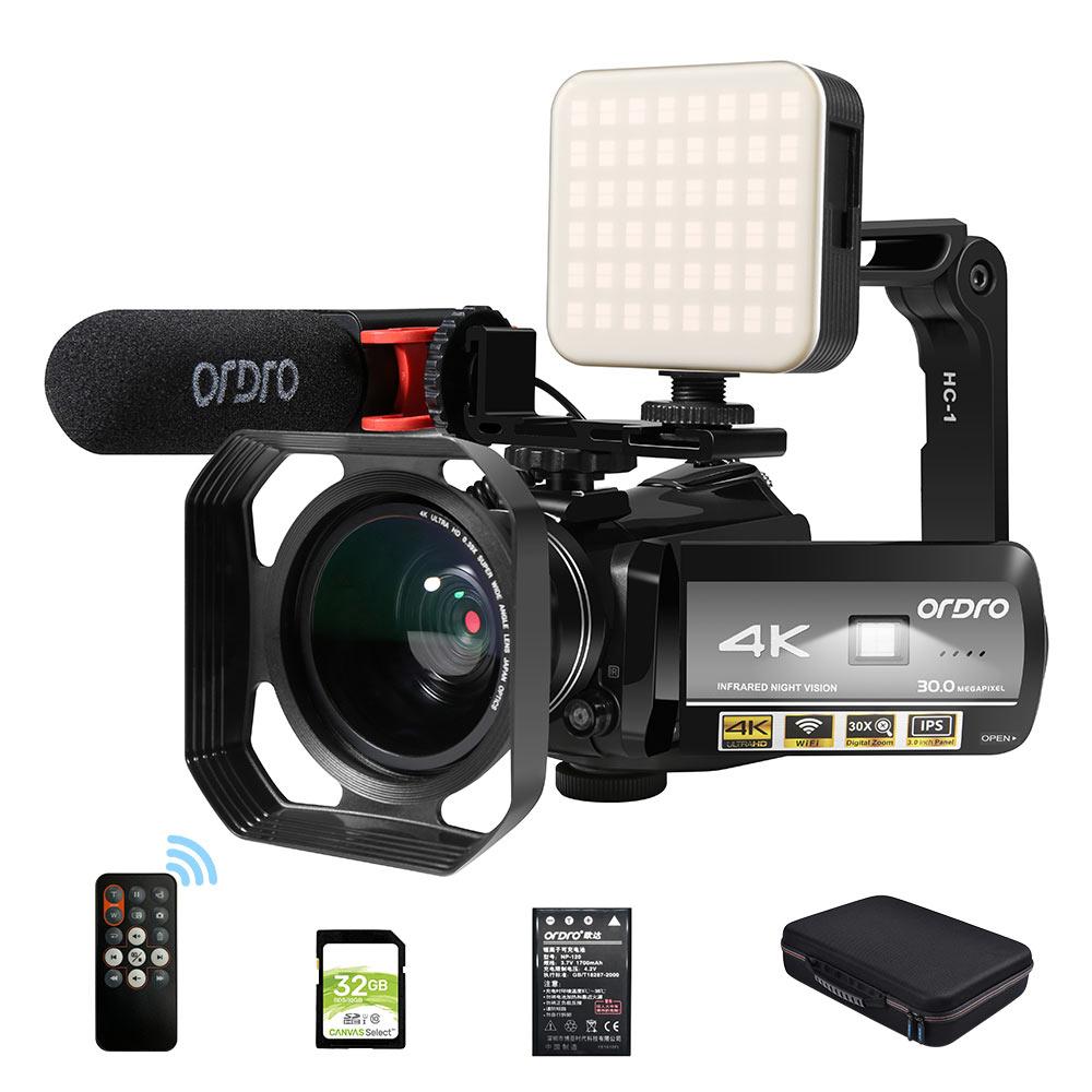 ORDRO AC3 4K Máy quay video kỹ thuật số Máy quay phim Tầm nhìn ban đêm Tầm nhìn hồng ngoại 캠코더 Filmadora are