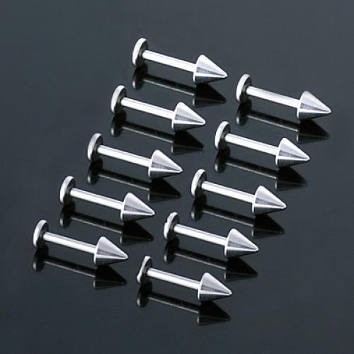 10PCS Men Ladies Fashion Stainless Steel Spike Labret Lip Bar Ear Ring 16G