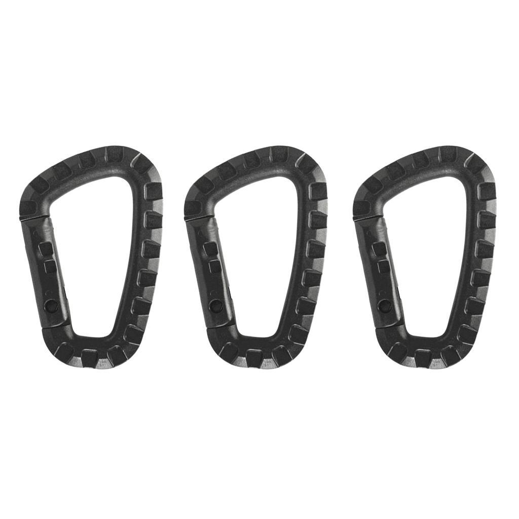 4x3 Pieces Carabiner Clip Keychain Outdoor Backpack Snap Hook Black