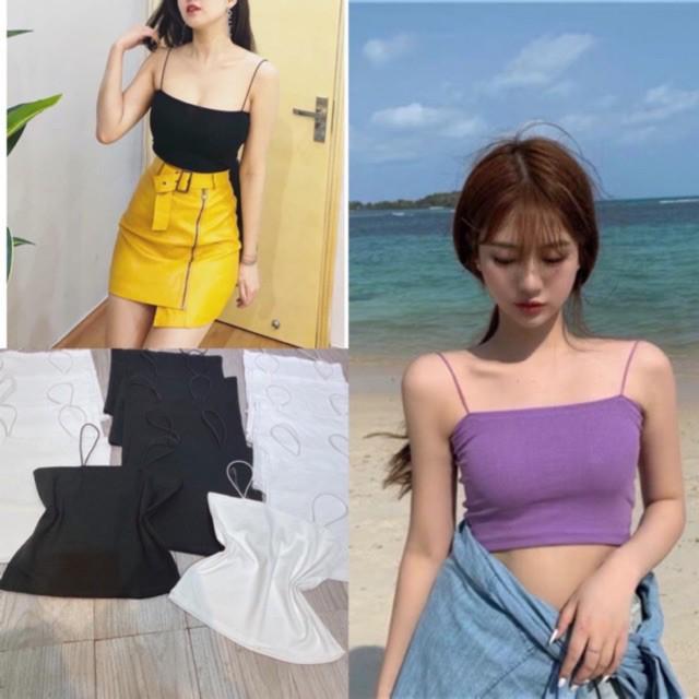 Áo 2 dây bún dáng croptop thời trang