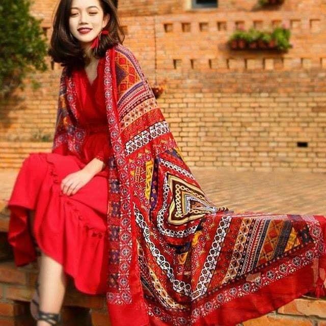 Khăn Choàng Đi Biển Phong Cách Boho Vintage