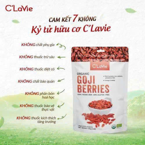 Kỷ Tử Hữu Cơ C'LaVie 170g - Dinh Dưỡng Cho Mẹ Bầu, Người Già, Giúp Dễ Ngủ, Pha Trà, Nấu Chè, Hạt Kỷ Tử To Đỏ