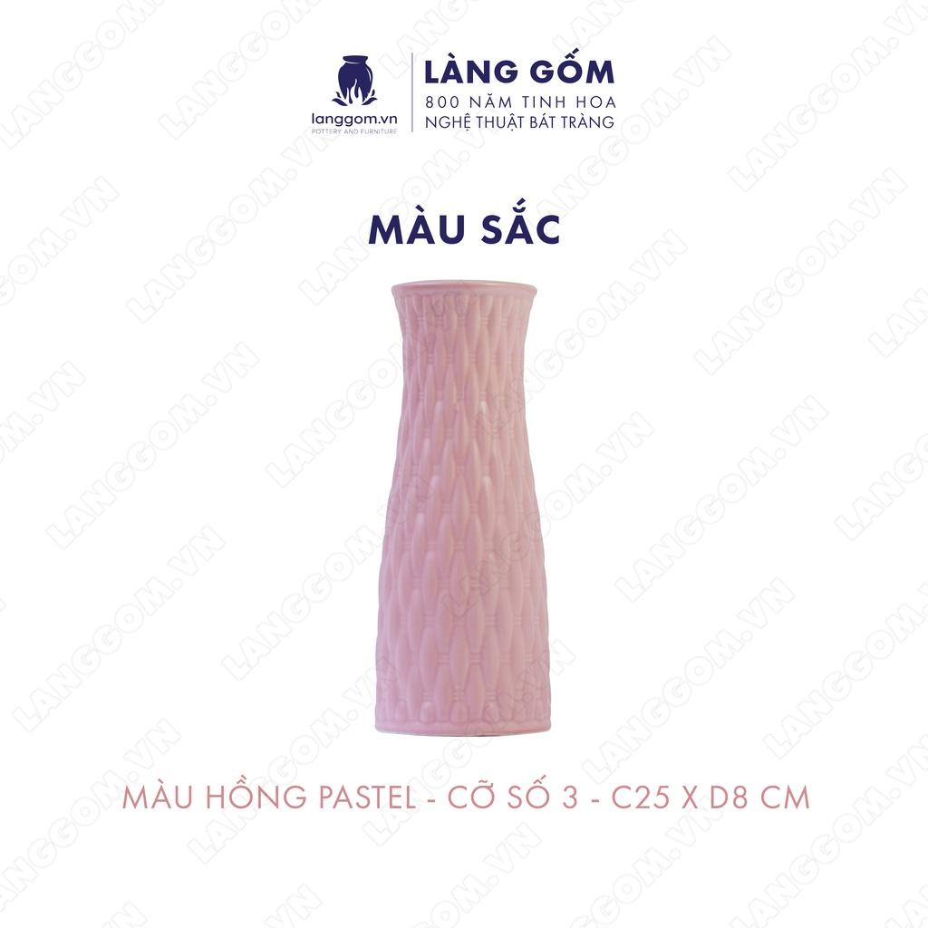 Bình hoa, lọ hoa Gốm sứ Bát Tràng cao cấp Men mát giỏ đan dùng làm quà tặng, trang trí - Làng Gốm Bát Tràng