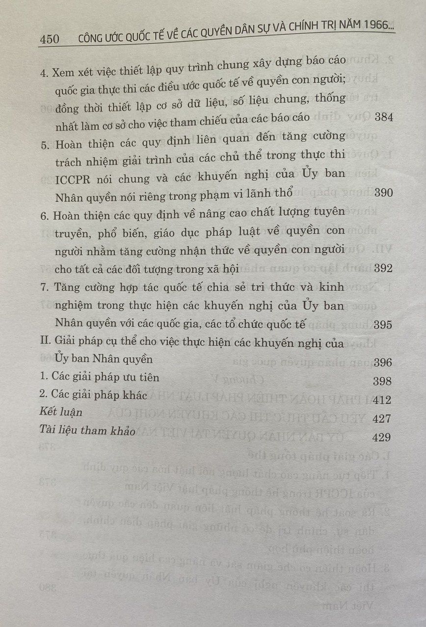 Công ước quốc tế về các quyền dân sự và chính trị năm 1966 và việc thực thi các khuyến nghị của ủy ban nhân quyền tại Việt Nam