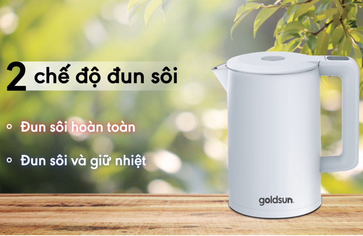 Ấm Siêu Tốc Thông Minh Căn Chỉnh Nhiệt Độ GOLDSUN GKT2642, 4 Chế Độ Điều Chỉnh, Dung Tích 1.7L, Công Suất Cao 1850W - Hàng Chính Hãng