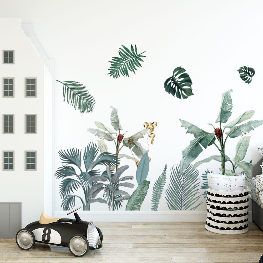 Decal dán tường Hàn Quốc Lá xanh nhiệt đới