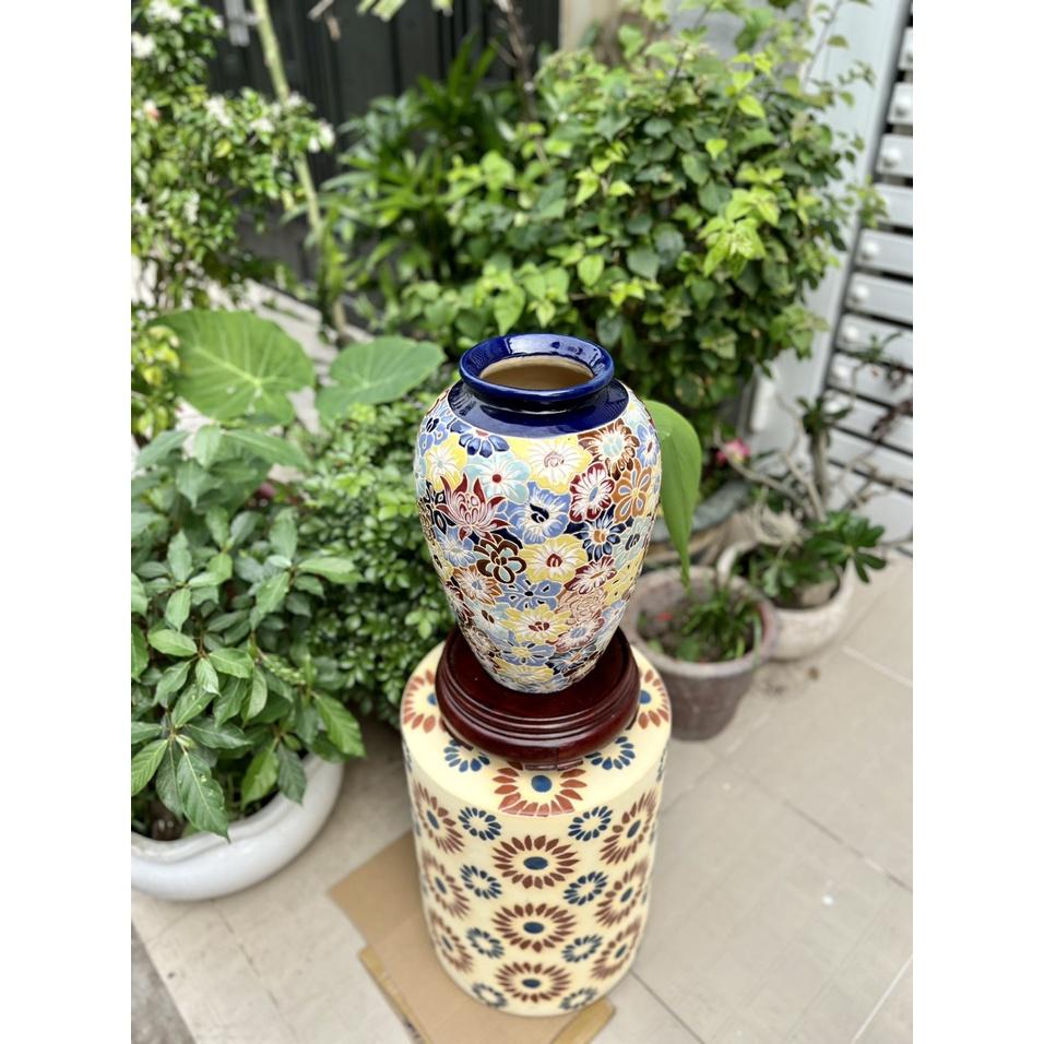 Bình Bách Hoa Và Cá Chép Gốm Sứ Nam Bộ 37cm Decor Trang Trí Cấm Hoa