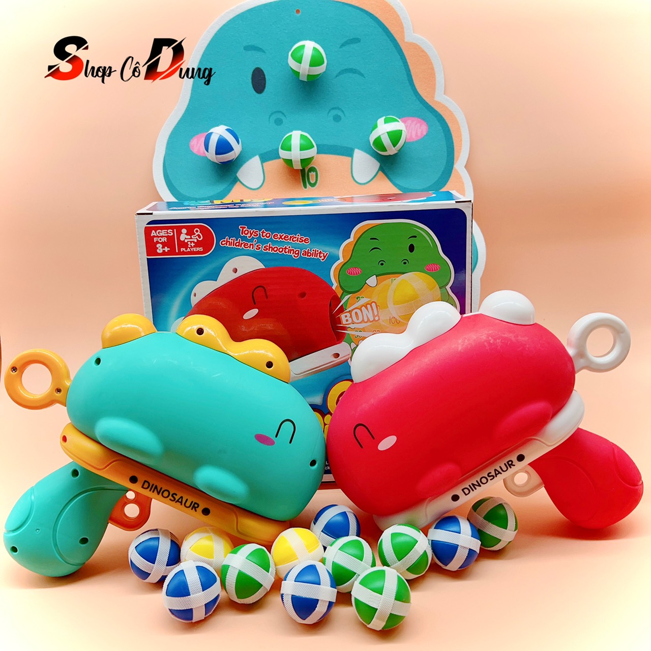 Đồ chơi tập nhắm bóng gai khủng long tặng kèm 6 bóng và tấm ngắm bóng khủng long an toàn cho bé - Quà tặng hấp dẫn cho bé
