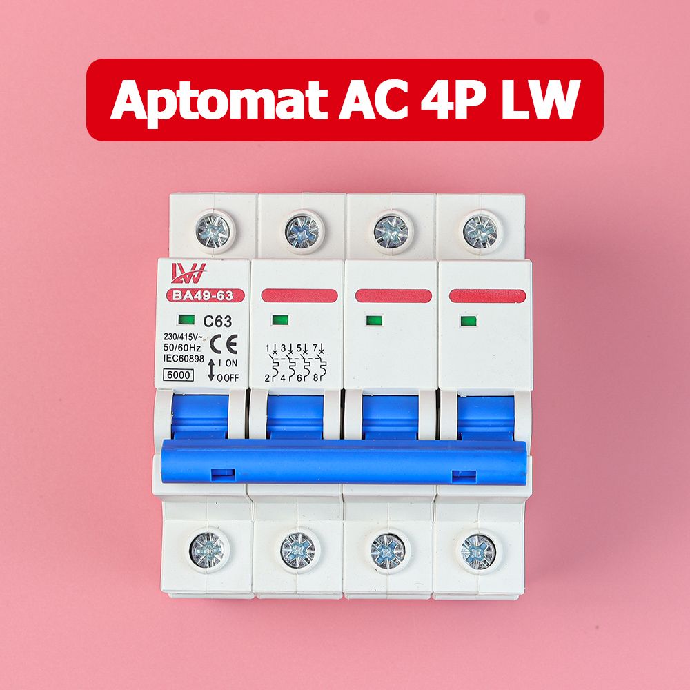 Bộ ngắt mạch Aptomat tự động LW MCB AC 4P 220V 380V Bảo vệ quá tải ngắn mạch