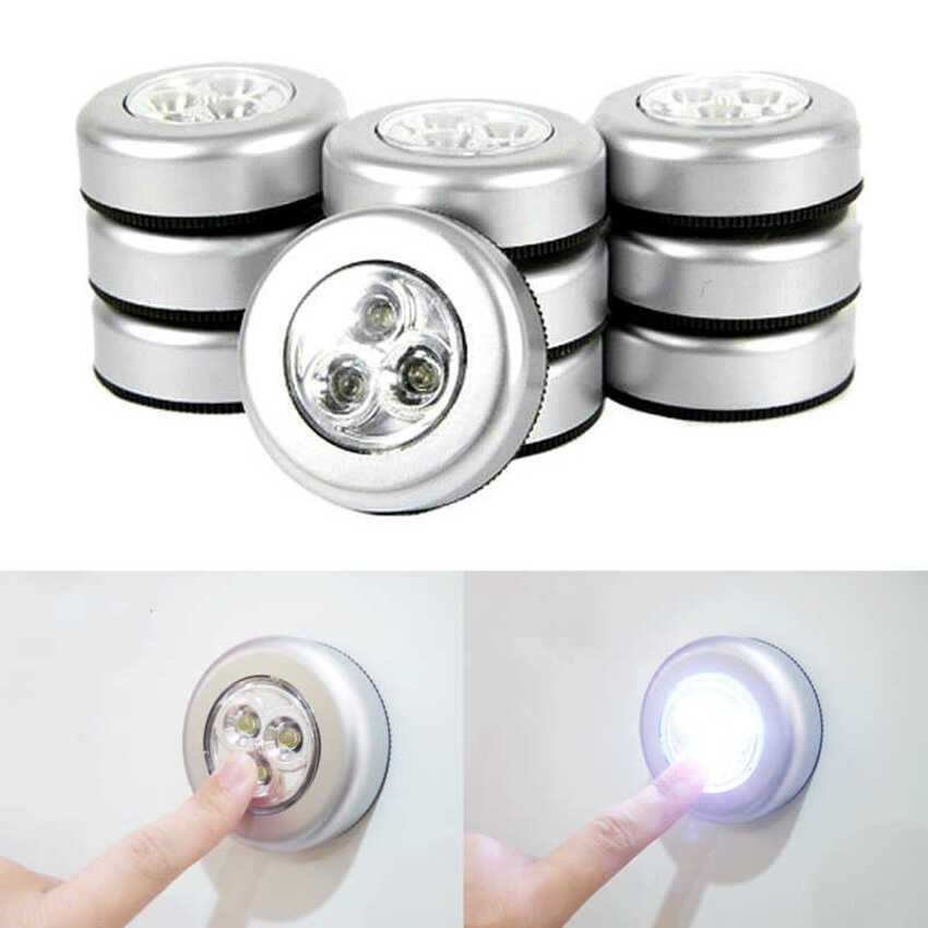 Bóng Đèn Led Dán Tường 3 bóng siêu sáng dùng pin 3A – Tích hợp xốp dính 2 mặt - Dán kệ sách, tủ quần áo, cốp xe, tường, tủ bếp, đầu giường