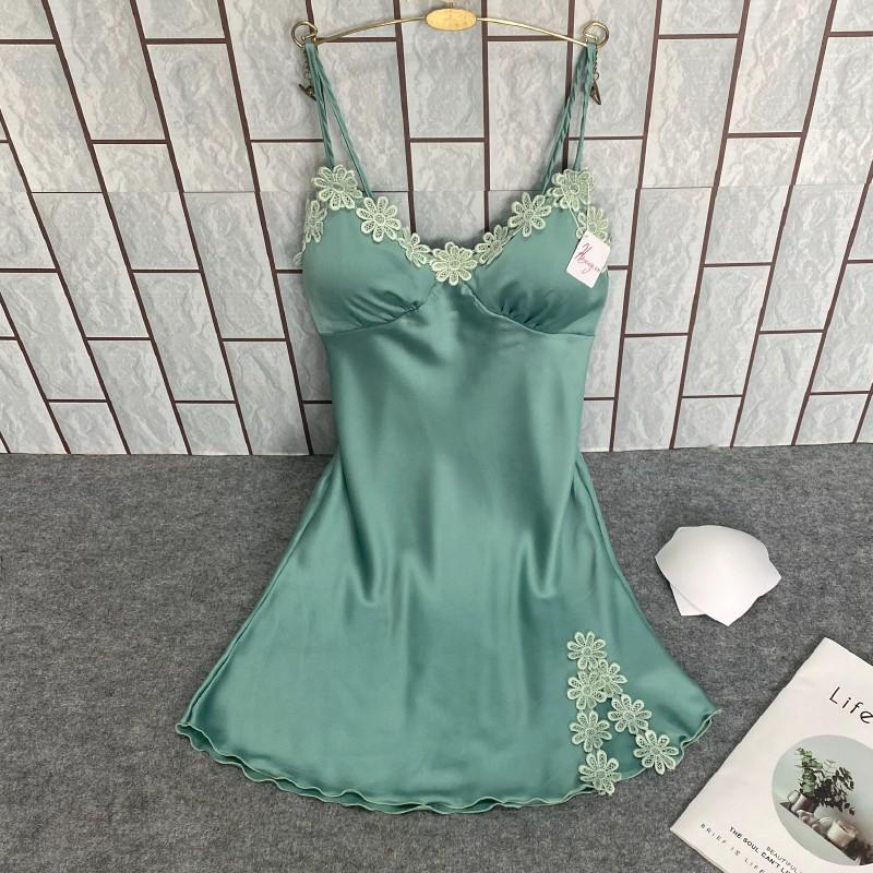 Đầm Ngủ HISEXY Lụa Satin Phối Ren Hoa Kèm Mút Ngực MD26