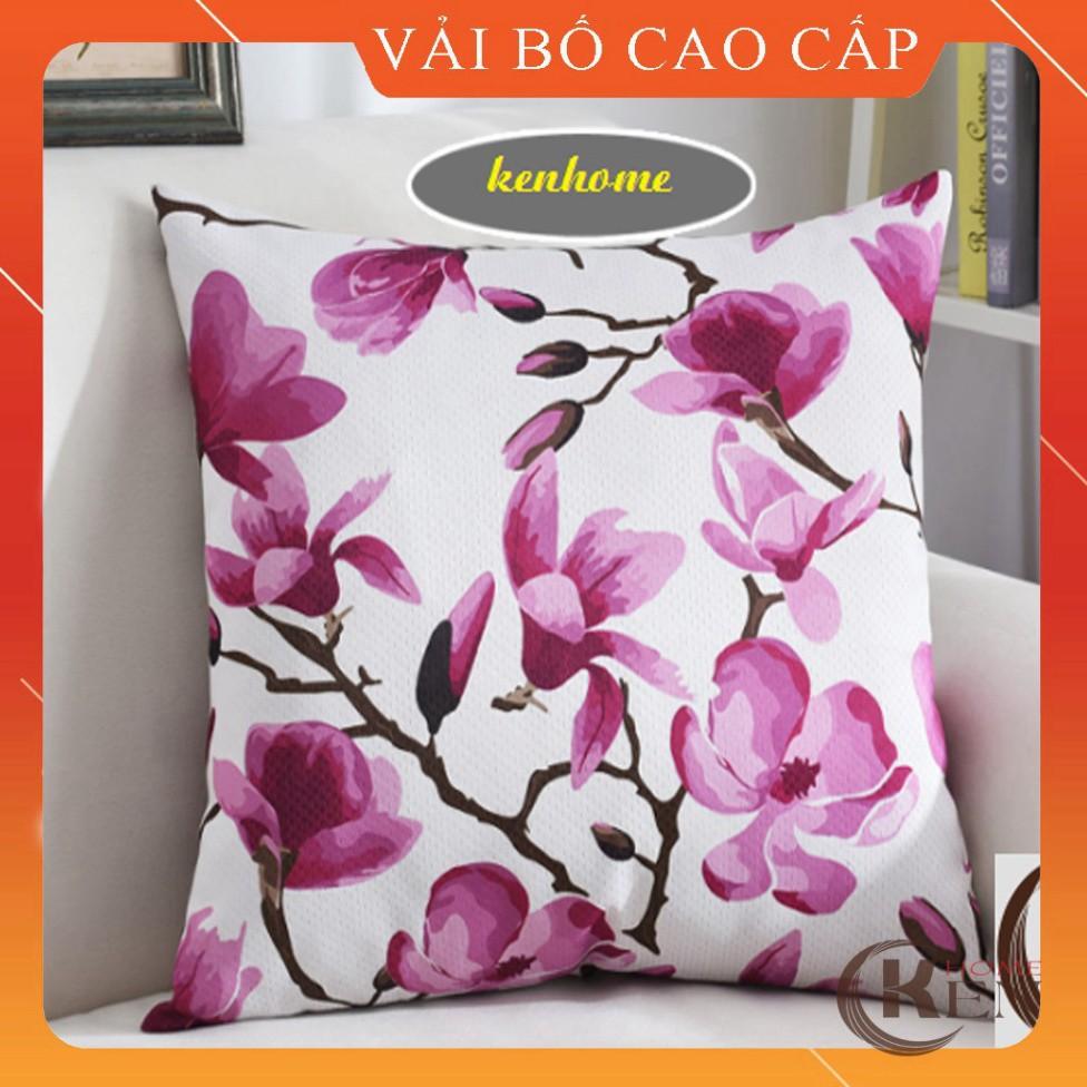 Gối Tựa Lưng | Gối Tựa Sofa, Gối Vuông Trang Trí In Hoạt Tiết Hoa Lá Hiện Đại Kích Thước 45x45cm