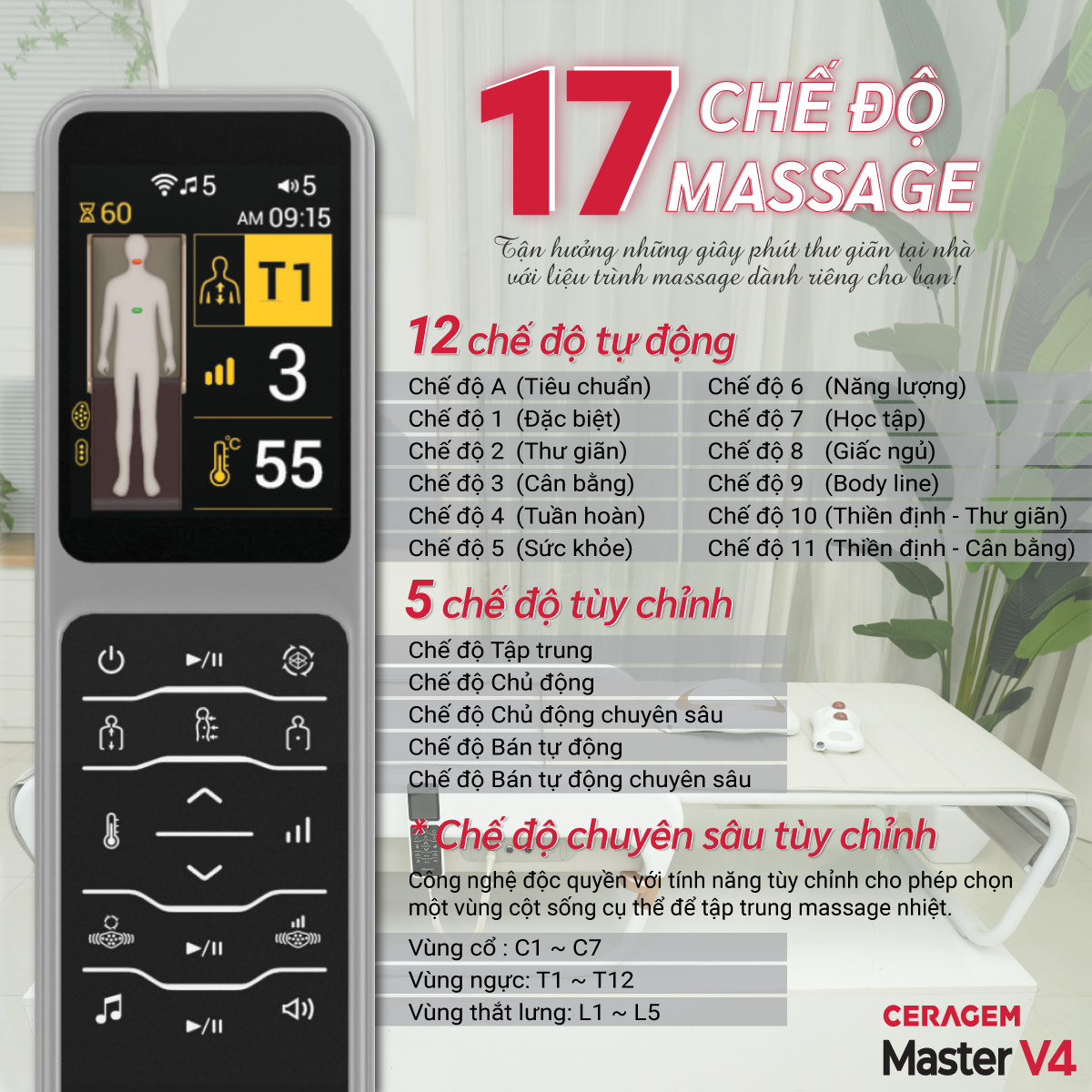 Giường mát xa/massage nhiệt Ceragem Master V4 màu trắng