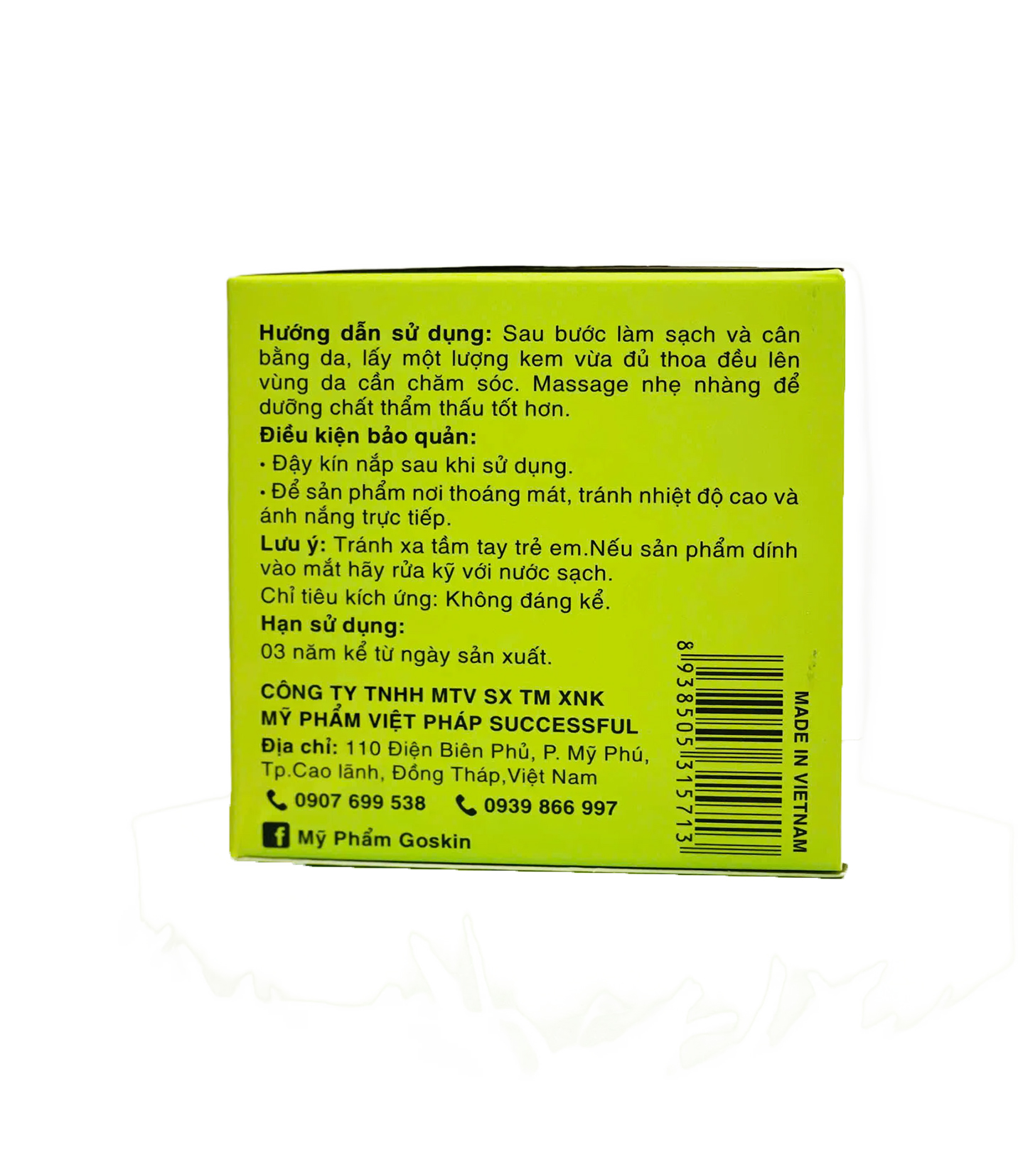 Kem trắng da cấp ẩm chống nắng 30ml Goskin (Kem Lotion)