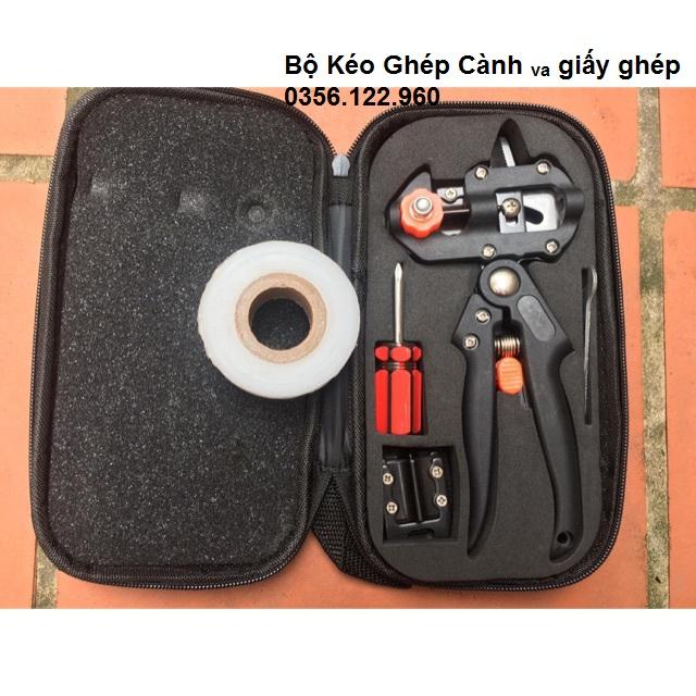 Bộ Kéo Ghép Cành Túi Dù Đa Năng Tiện Lợi Đài Loan 2 IN 1 và 1 cuộn giấy ghép khổ 5cm dài 10.000m