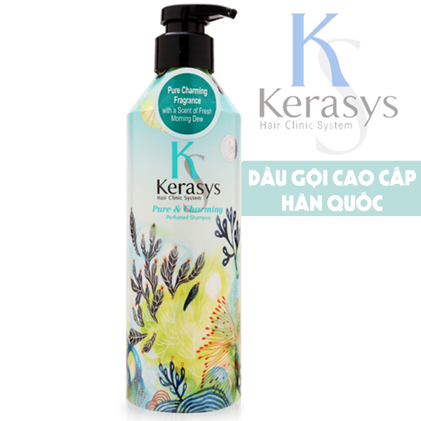 [Tặng kèm móc khoá] Bô dầu gội/xả nước hoa Kerasys Pure & Charming hương quýt và hoa ly Hàn Quốc 600ml 