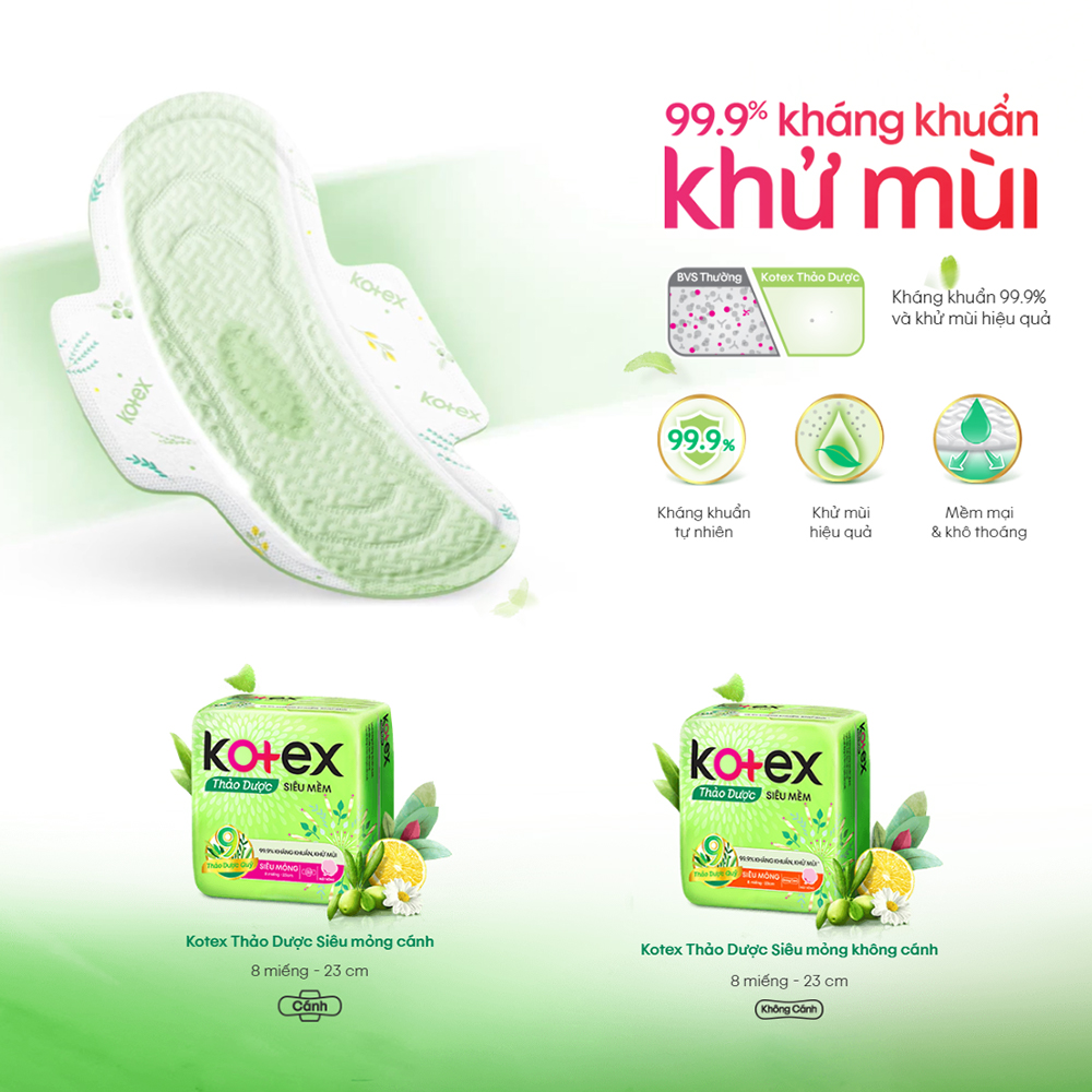 Băng vệ sinh Kotex thảo dược combo 8 gói