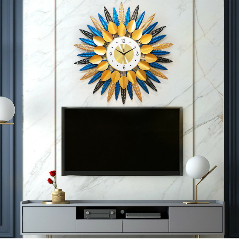 Đồng Hồ Treo Tường Nghệ Thuật Decor Phong Cách Bắc Âu Kích Thước 70*70cm Kết Hợp Màu Sắc Tinh Tế