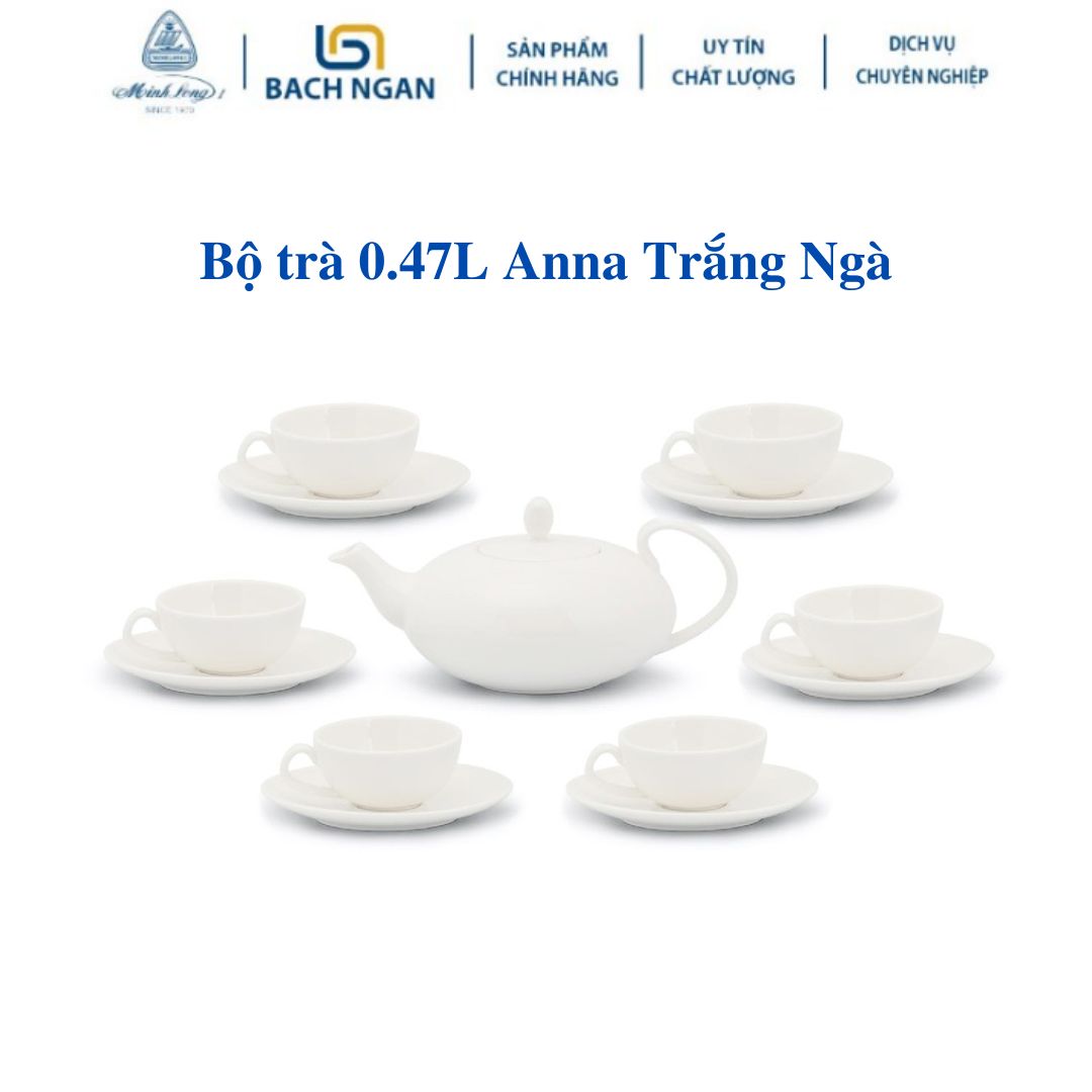 Bộ trà elip 0.47 L - Anna - Trắng ngà - Gốm sứ cao cấp Minh Long I