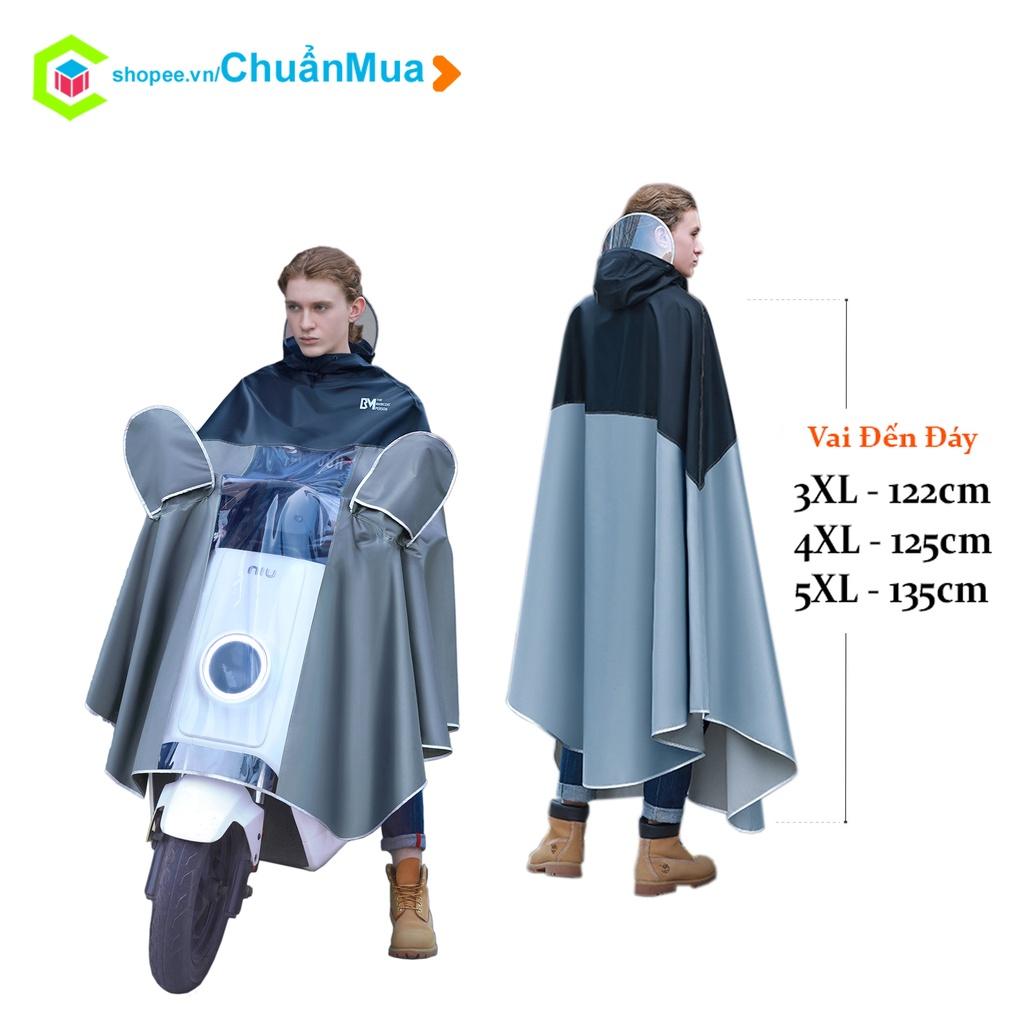 Áo Mưa Người Lớn 1 Đầu KOJMAC RAINCOAT Vải Oxford Cao Cấp Lớn ( Trùm Gươm Phản Quang Trong Suốt Đèn Đi Xe Chống Nước )