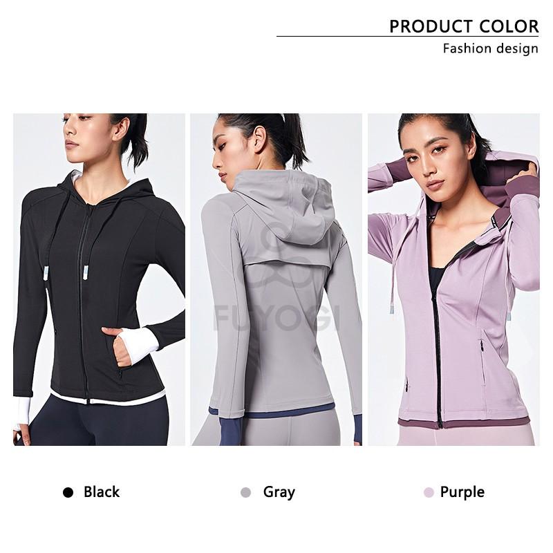 Women's Sports Jacket Breathable Slim Fit Long Sleeve Hooded Sweatshirt Outdoor Running Fitness Sportswear