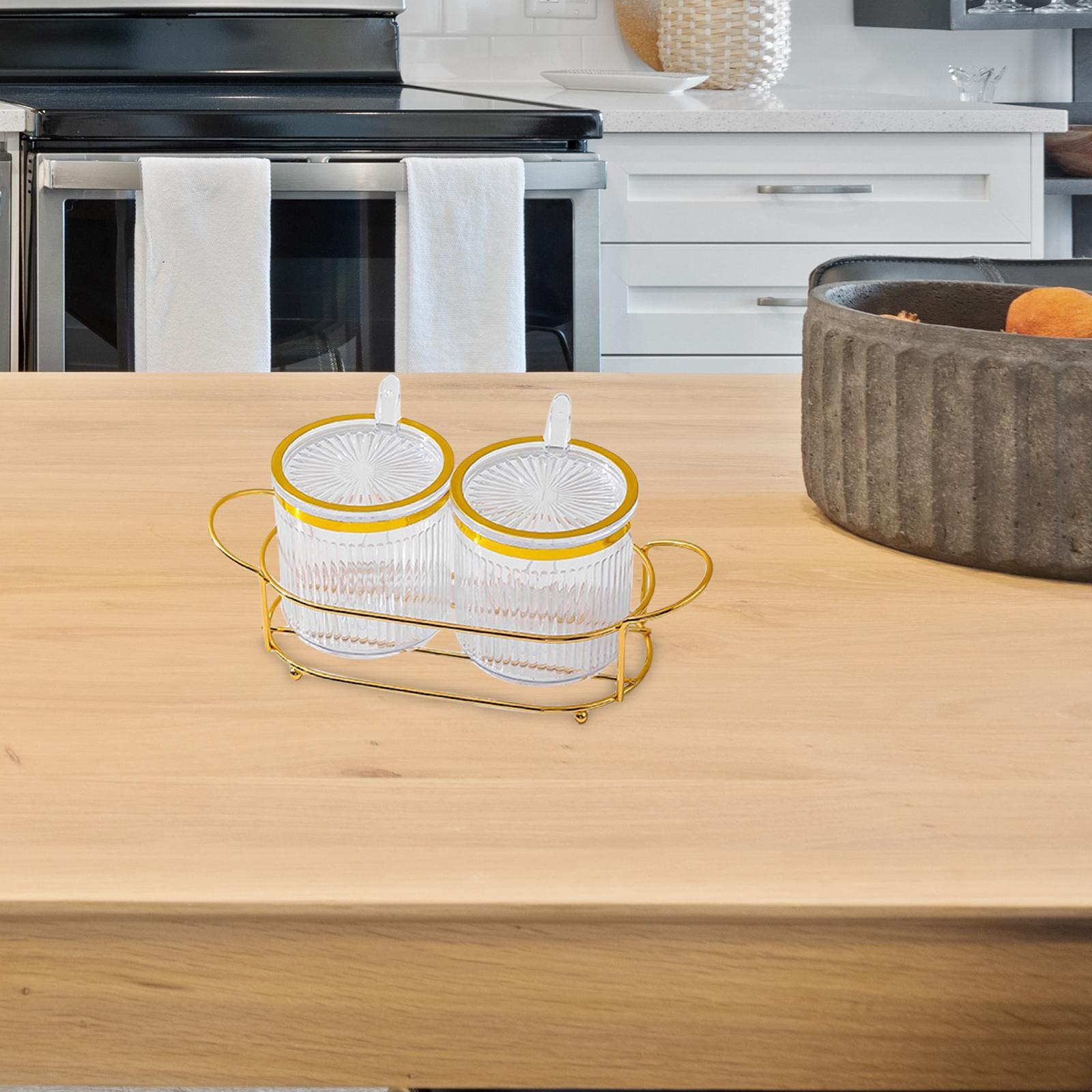 Spice Containers with Lids Spoon and Holder Organizer for Kitchen Supplies