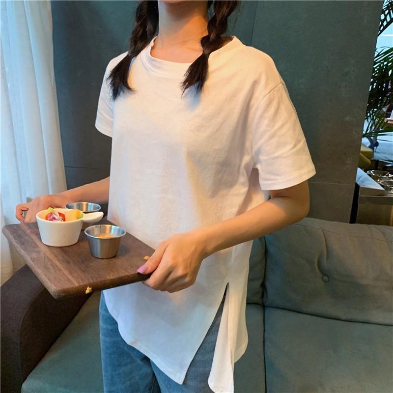 Áo thun tay ngắn cổ tròn thiết kế dáng rộng thoải mái cho nữ