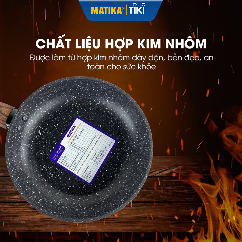 Chảo Chống Dính Vân Đá MATIKA MTK-SP1520 Đáy Từ Cao Cấp - Hàng Chính Hãng