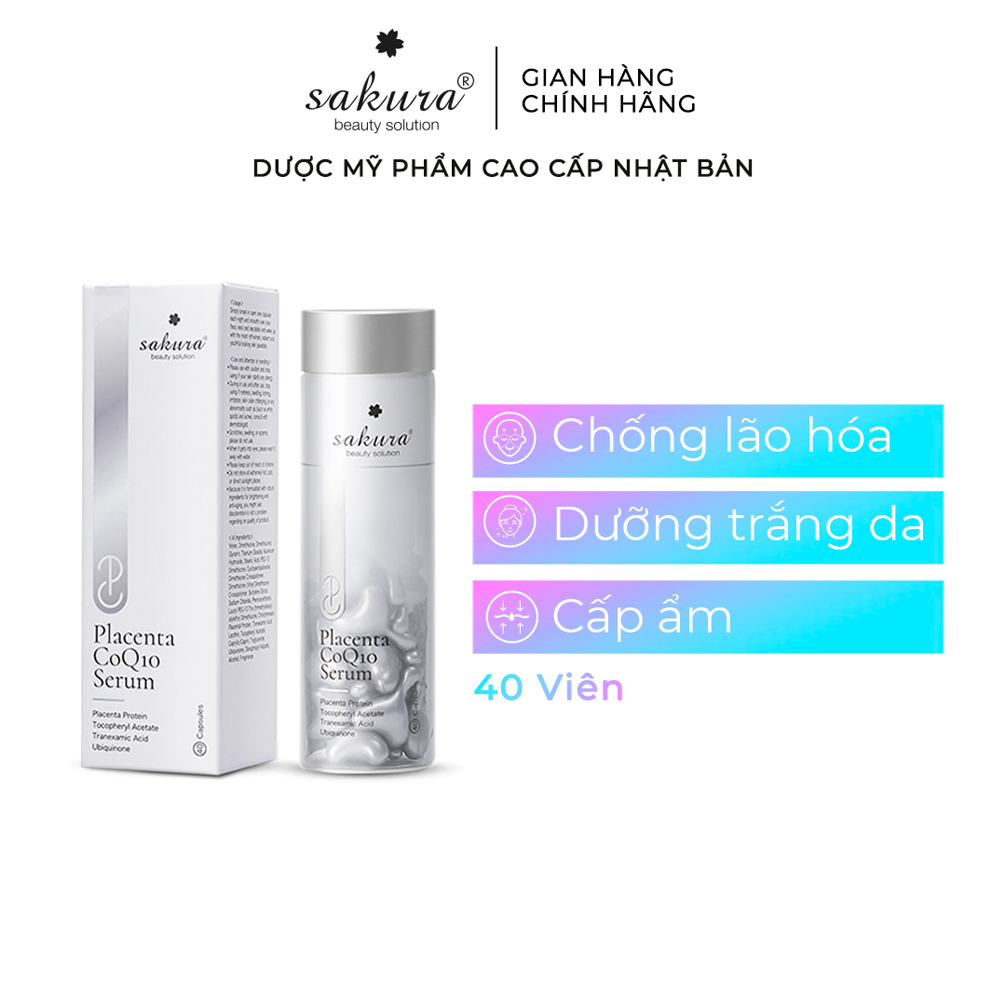 Serum dưỡng trắng da chống lão hóa tinh chất nhau thai cừu Sakura Placenta COQ10 40 viên