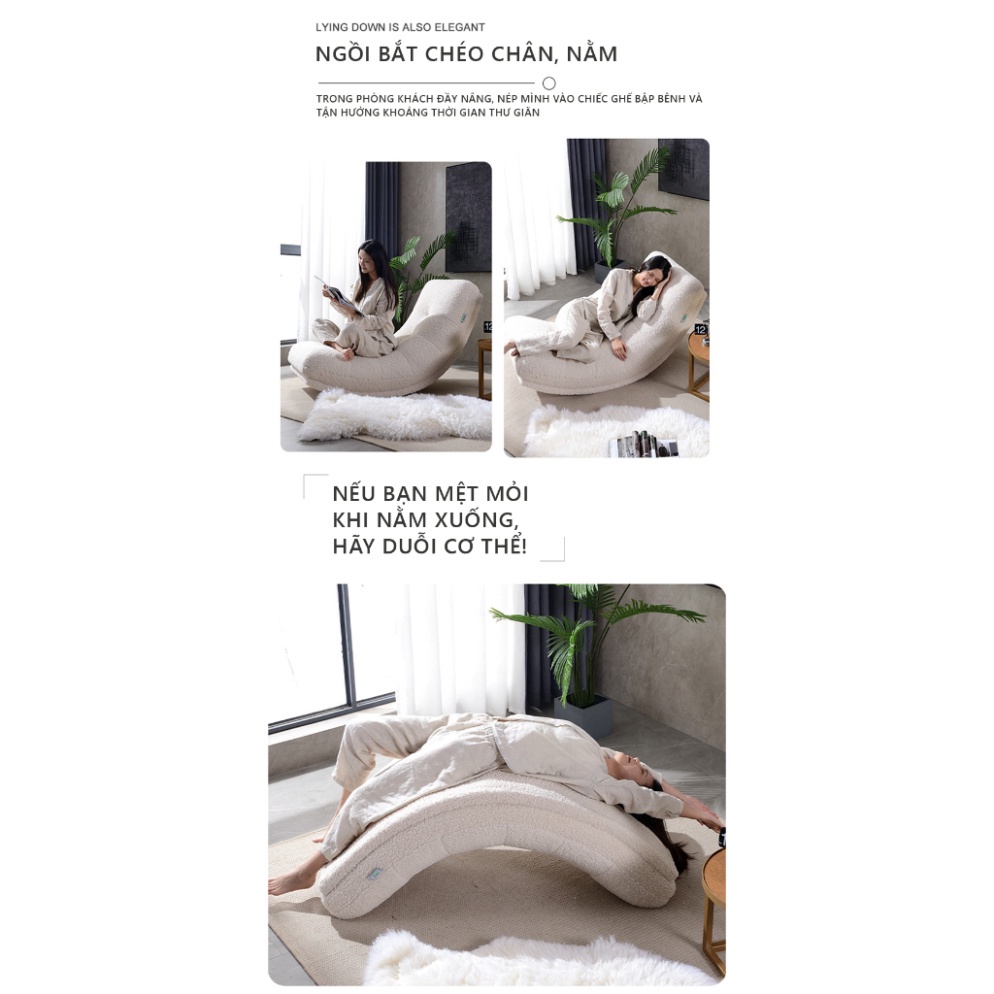 Ghế Sofa Bập Bênh Bọc Vải Lông Cừu Màu Trắng Tinh Tế AC38