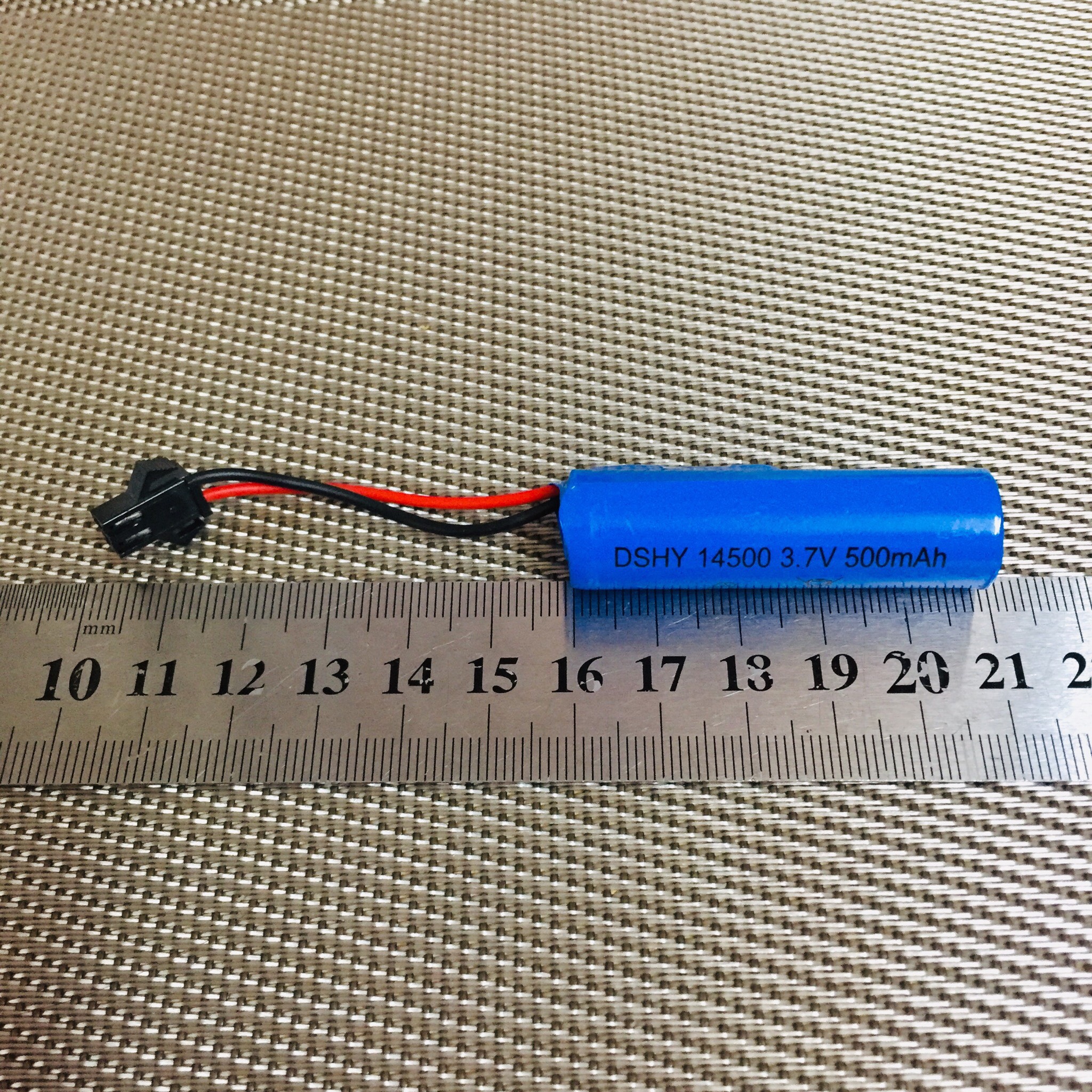 Pin sạc 14500 hình trụ 3.7V dung lượng 500mAh jack càng cua đen 2P