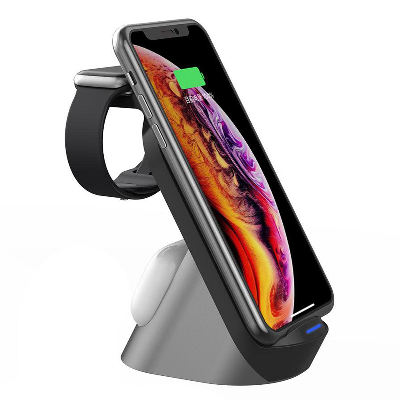Desktop 15W Qi Wireless Charger Dock for iPhone XR 8 iWatch AirPods