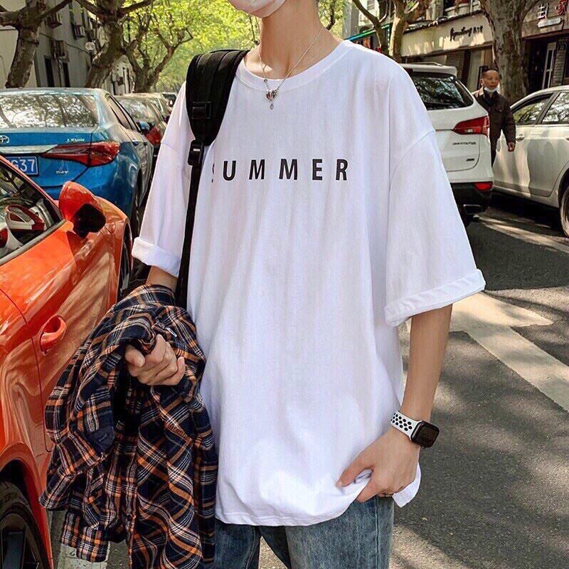Áo thun tay lỡ form rộng thêu SUMMER - Unisex nam nữ đều mặc được