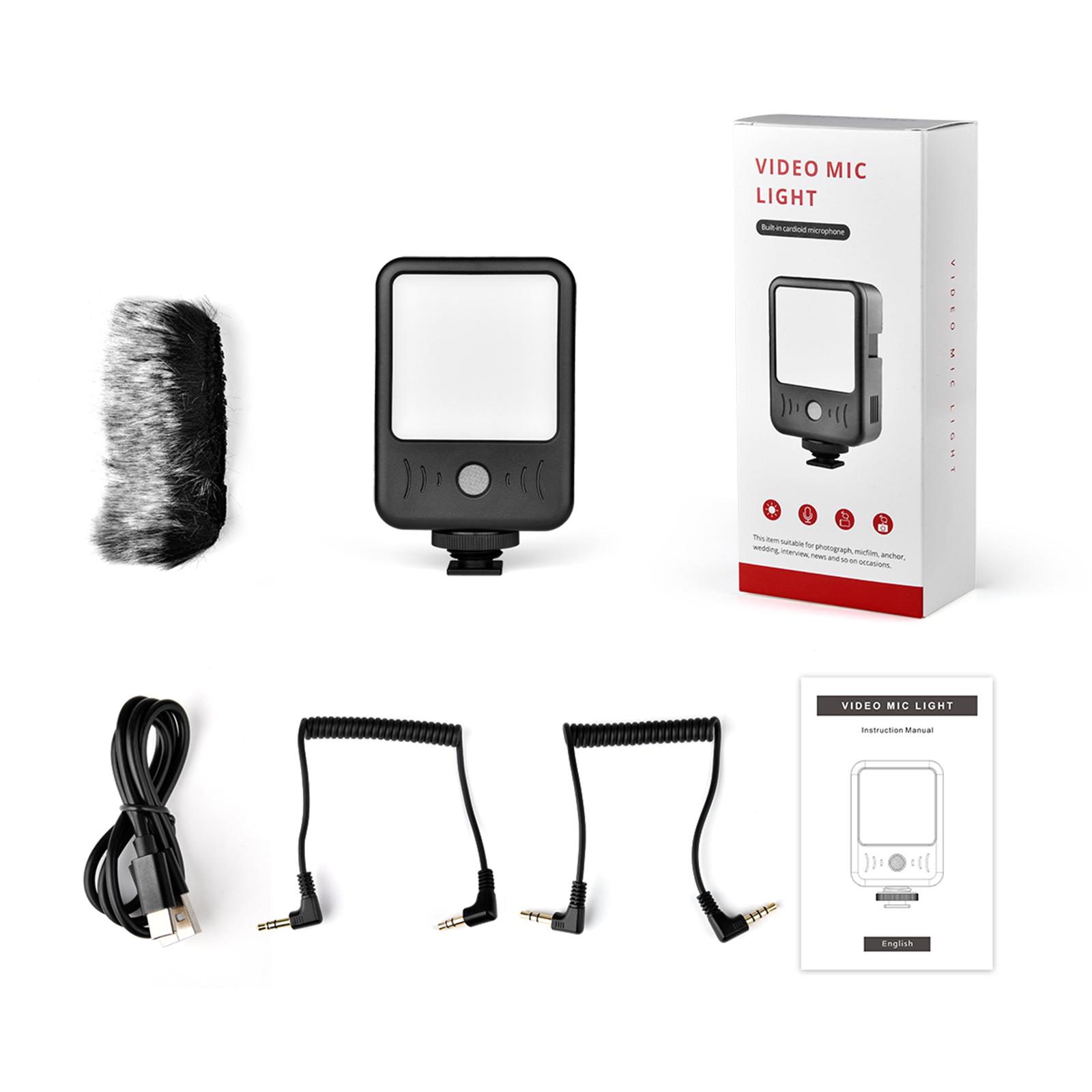 LED Video Light Mic Recording Camera Photo Light Remote Working Interviews