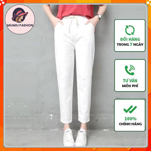 Quần baggy đũi xước cạp chun, Quần đũi nữ dài cạp chun