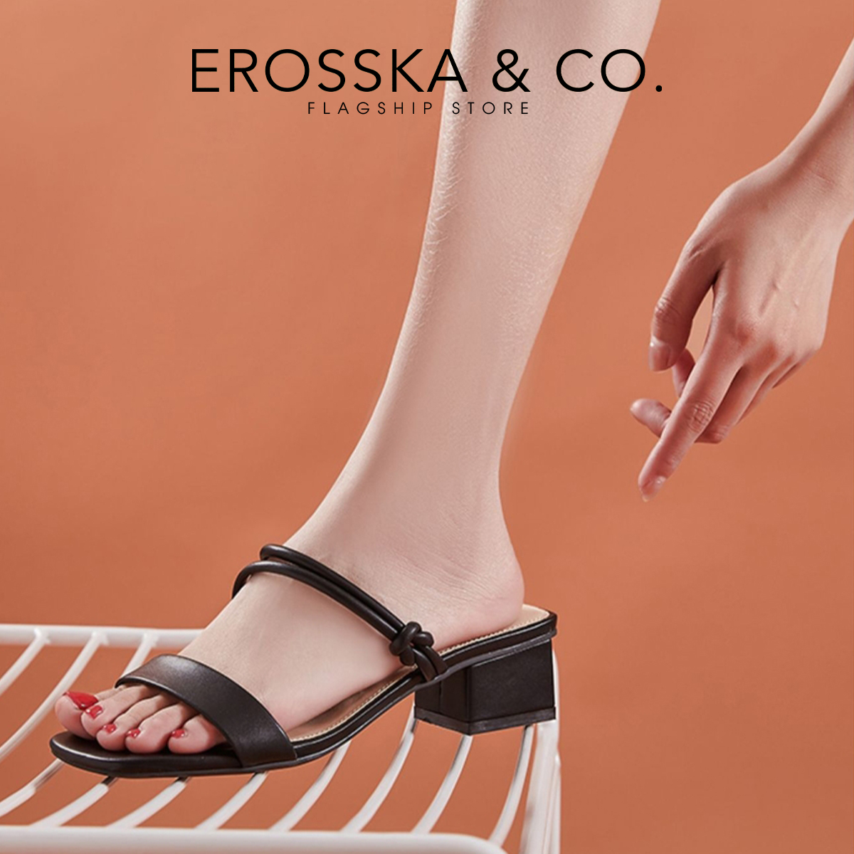 Guốc nữ 3 phân EROSSKA gót vuông quai mảnh êm chân 3cm - EB064