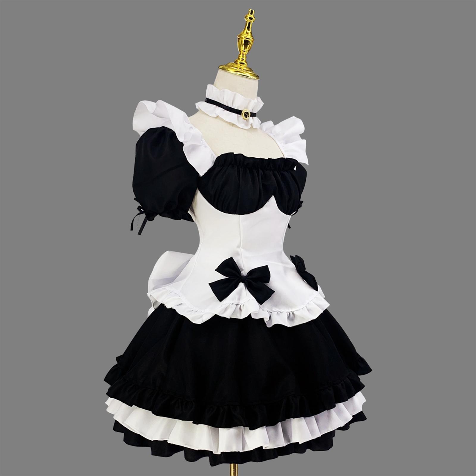 Classic Maid Costume with Apron Lolita Anime Cosplay for Halloween