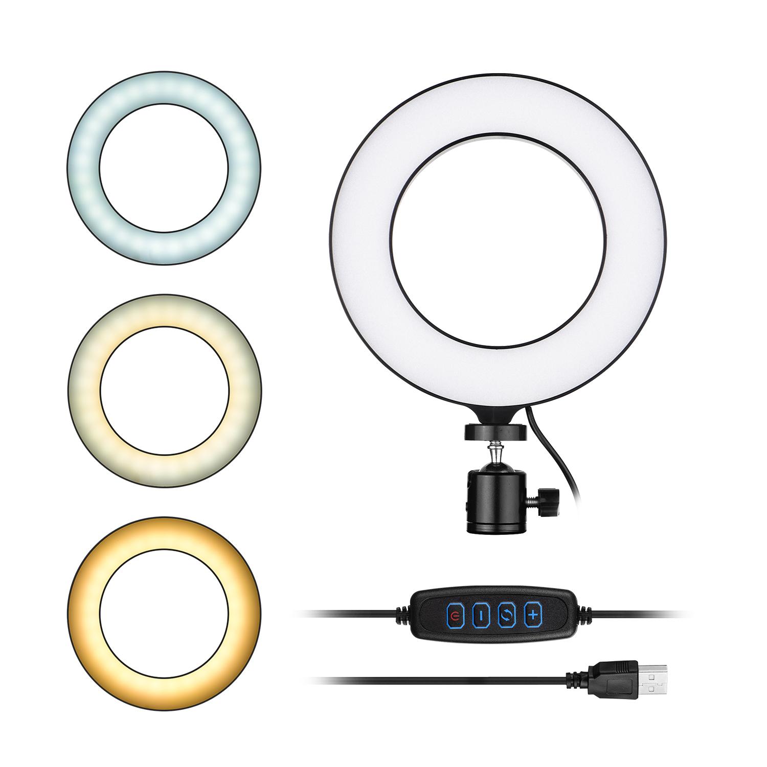 Đèn LED vòng tròn nhỏ 16cm / 6 inch hỗ trợ 3 chế độ chiếu sáng có thể điều chỉnh