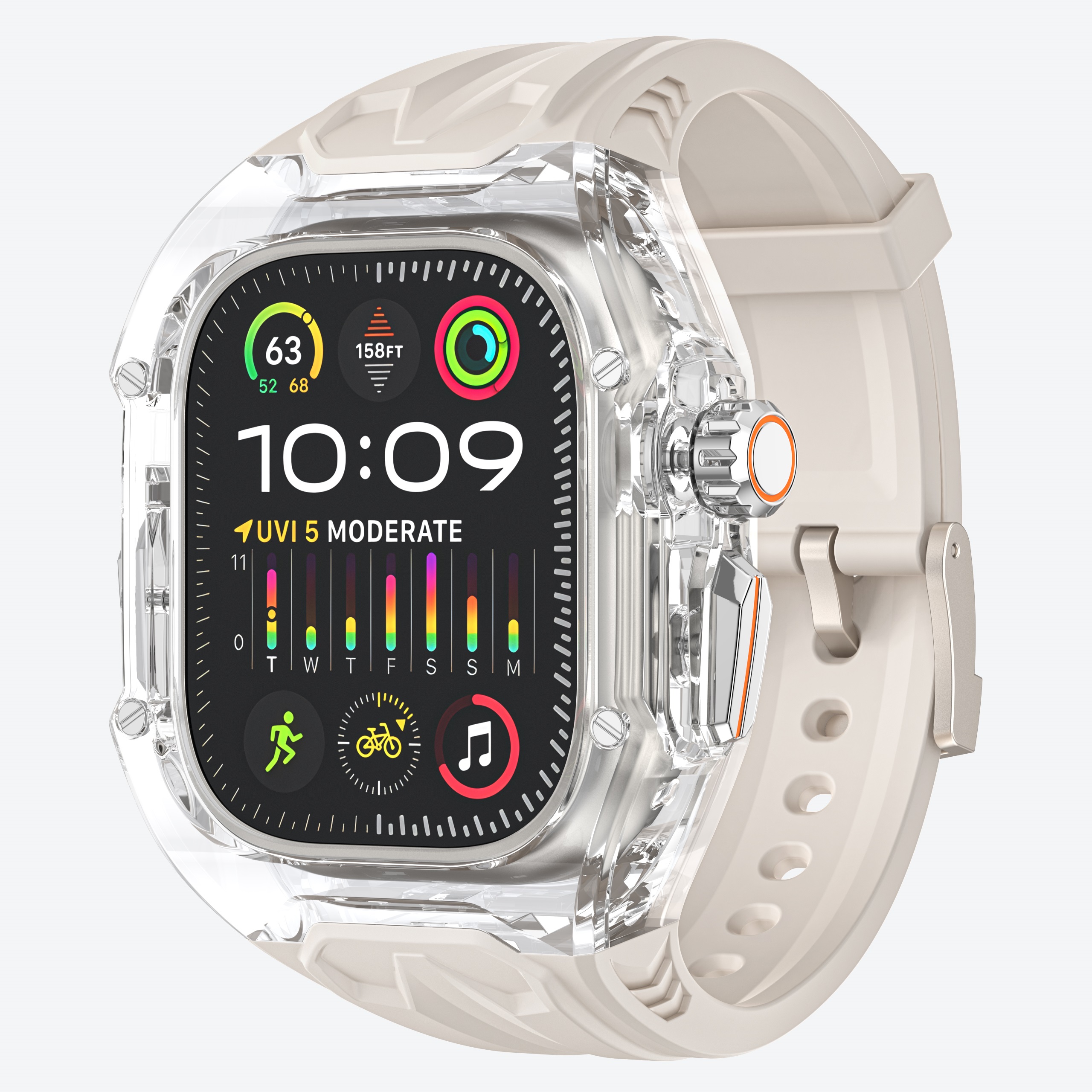 Ốp Case tích hợp dây đeo Lamborghini Style cho Apple Watch Ultra 1/2 49mm - Hàng Chính Hãng