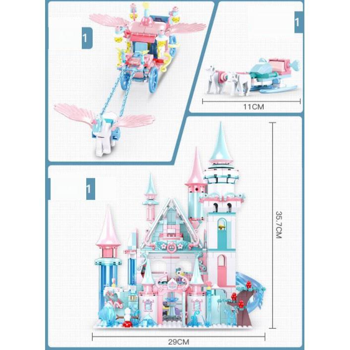 Bộ đồ chơi lắp ráp kiểu lego Lâu Đài Công Chúa Frozen Villa Model Sluban M38 0789 với 1314 chi tiết