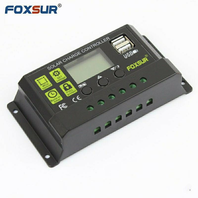 Điều khiển sạc pin năng lượng mặt trời Foxsur 30A 12V/24V Solar Charge Controller tự động nhận dạng, bảo vệ mạch